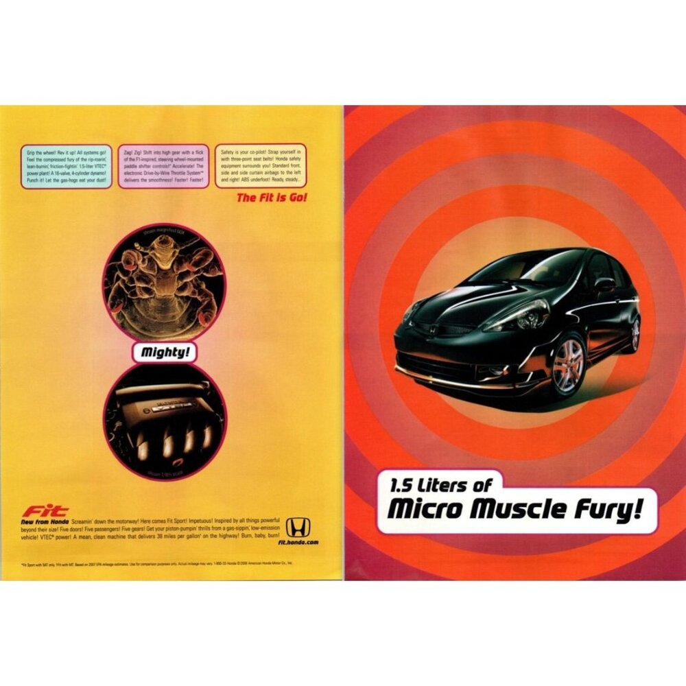 2006 Honda Fit Sport Compact Hatchback 2 Page Vintage Print Ad Wall Art